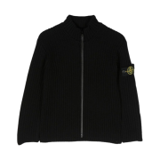 (Kids) Stone Island 512C2 Full Zip Knit Cardigan Black - 23FW