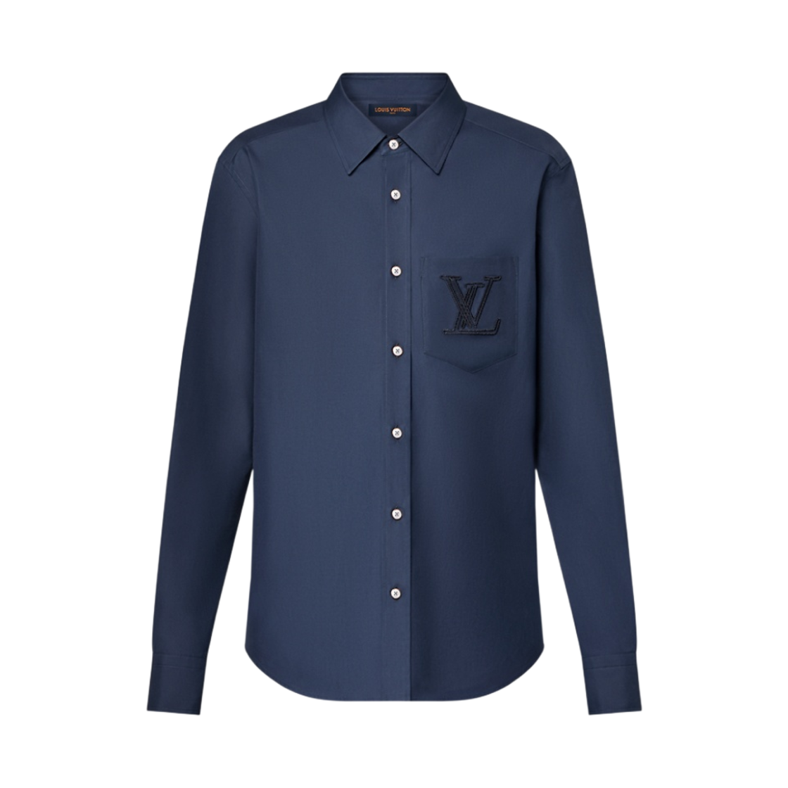 루이비통 엠브로이더드 롱슬리브 코튼 셔츠 네이비 블루(Louis Vuitton Embroidered Long Sleeved Cotton Shirt Navy Blue)
