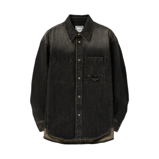 W251SH17985G Wooyoungmi Washed Denim Back Logo Shirt Grey - 25SS