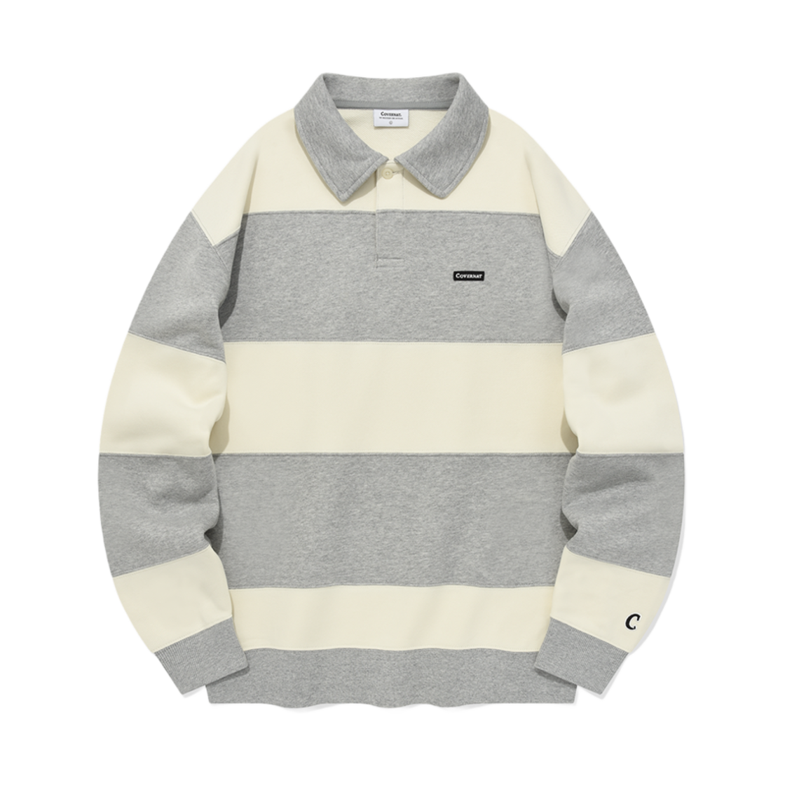 커버낫 스트라이프 럭비 스웨트셔츠 멜란지 그레이(Covernat Stripe Rugby Sweatshirt Melange Grey) - 1