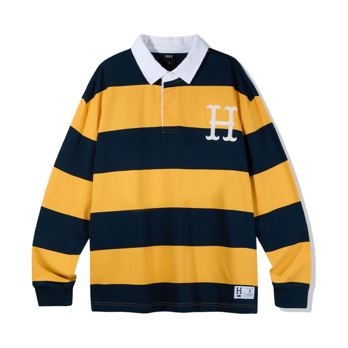 HC3ULSV02YLW HUF H Logo Rugby Tee Yellow/Navy