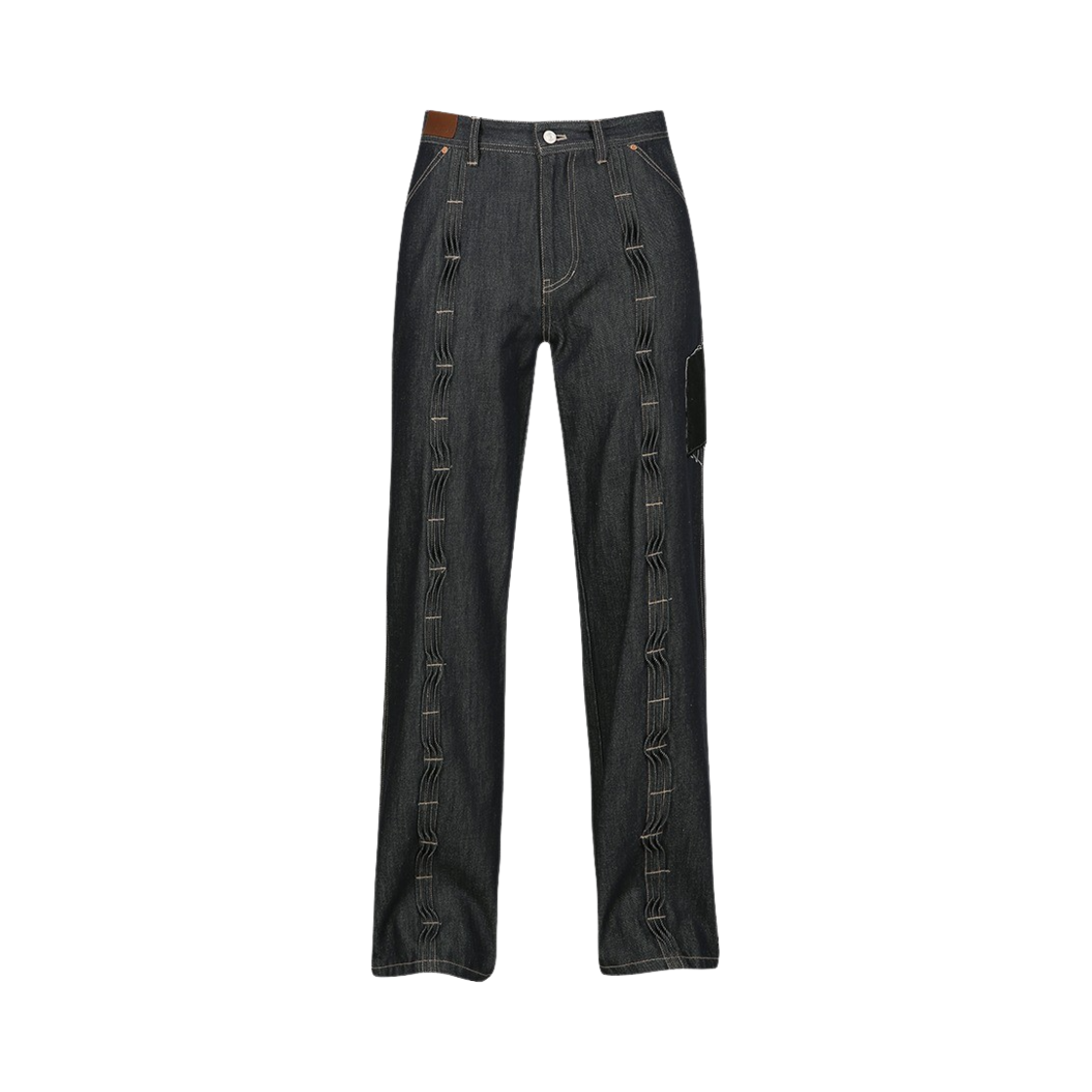 [KREAM 단독] ADSB 앤더슨벨 패치워크 웨이브 턱 와이드 레그 진 인디고([KREAM 단독] ADSB Andersson Bell Patchwork Wave Tuck Wide Leg Jeans Indigo)