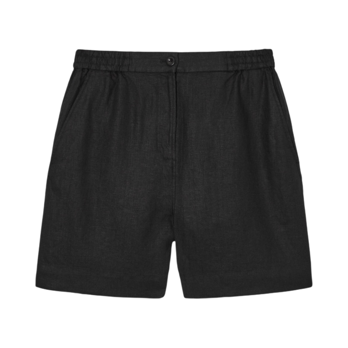 (W) 코스 엘라스틱 리넨 쇼츠 블랙((W) COS Elasticated Linen Shorts Black) - 1
