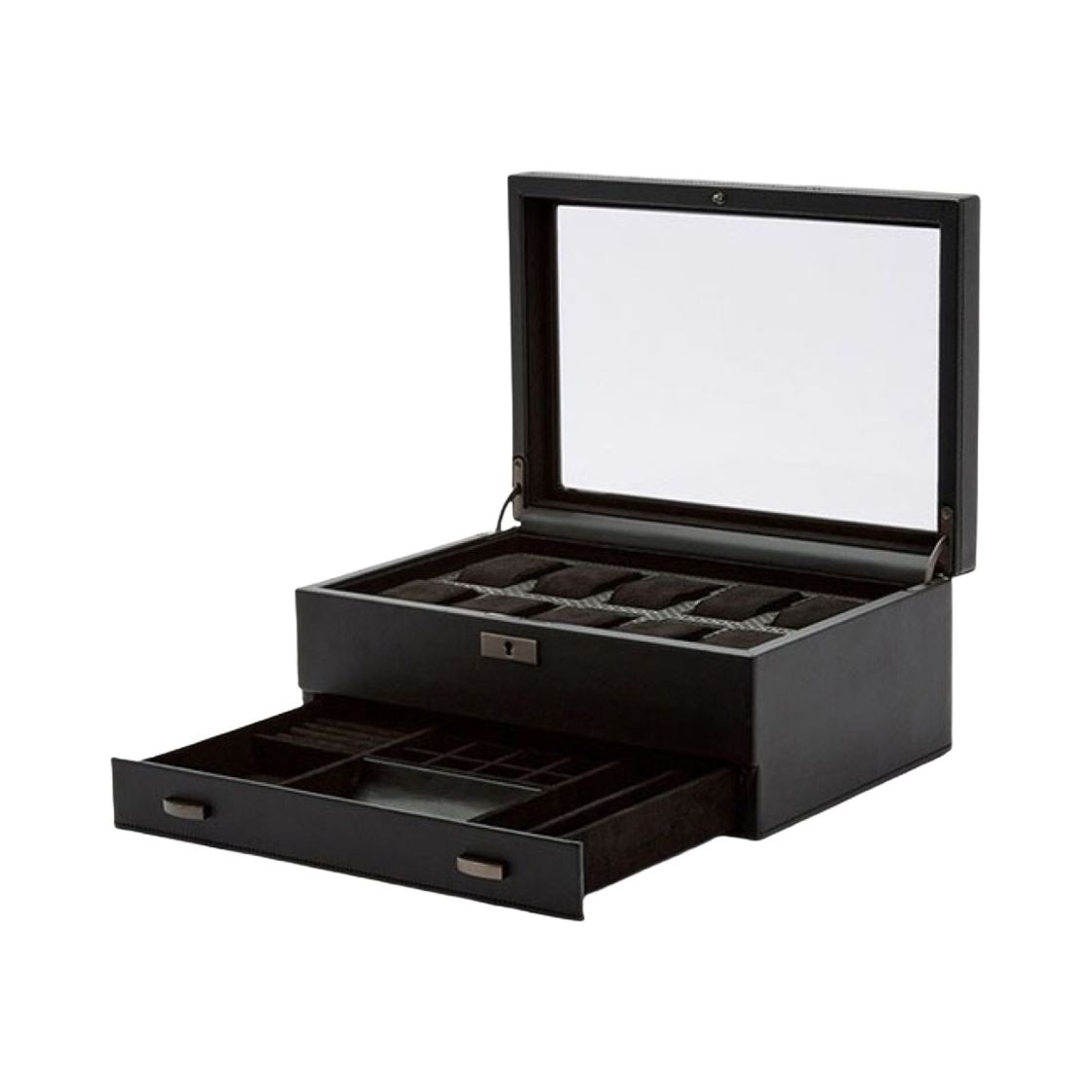 울프 1834 액시스 10 피스 워치 박스 드로우 파우더 코트 블랙(Wolf 1834 Axis 10 piece Watch Box with Draw Powder Coat Black)