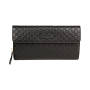 Gucci Micro GG Ssima Zipped Continental Wallet Black