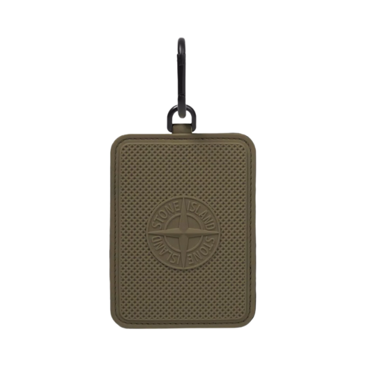K1S1595000-02S0209-V0054 Stone Island 9500002 Rubberised Silicone Card Holder with Carabiner Military Green - 25SS