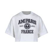 (W) Ami Paris France Cropped T-Shirt White