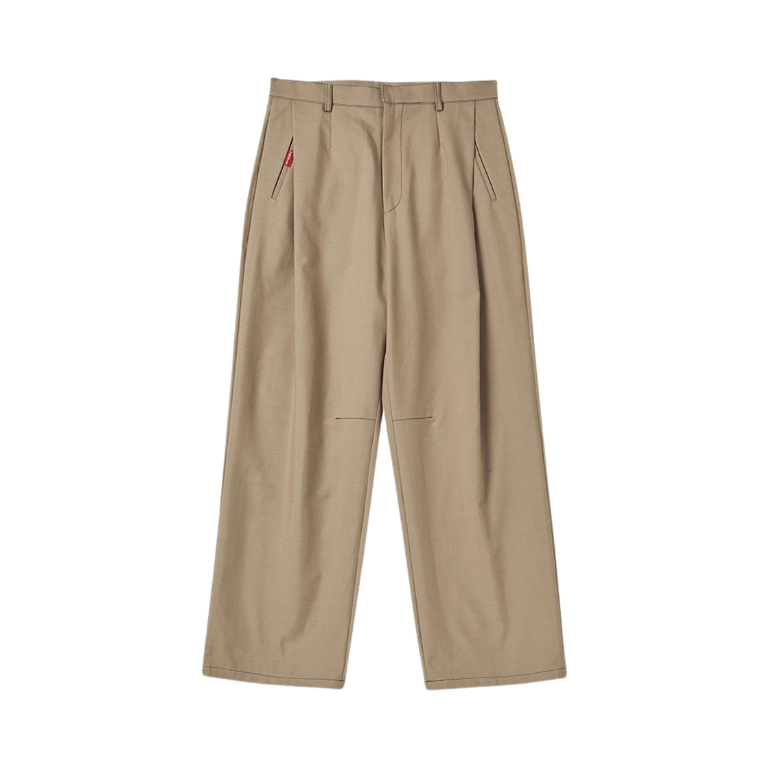 엔 아카이브 아카이브 더블 페이스 페브릭 스티치 디테일 코튼 팬츠 베이지