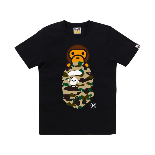 (W) BAPE 1st Camo Milo on Ape Head T-Shirt Black Yellow