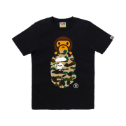 (W) BAPE 1st Camo Milo on Ape Head T-Shirt Black Yellow