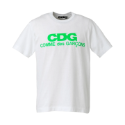 CDG Fluorescent Print T-Shirt White Green
