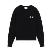 (W) Maison Kitsune Monochrome Double Fox Head Patch Adjusted Sweatshirt Black