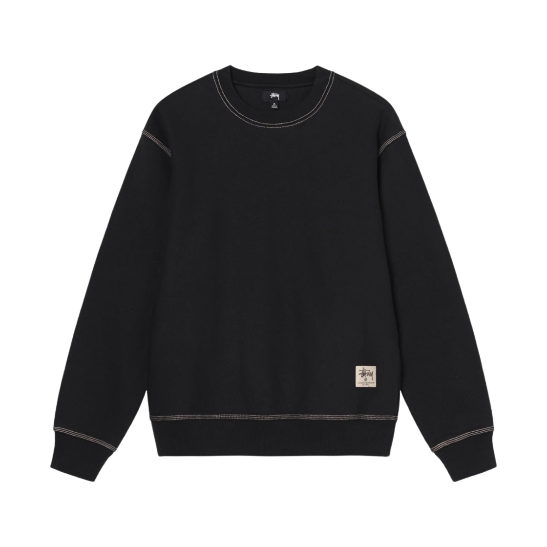 스투시 콘트라스트 스티치 라벨 크루넥 블랙(Stussy Contrast Stitch Label Crew Black) - 1