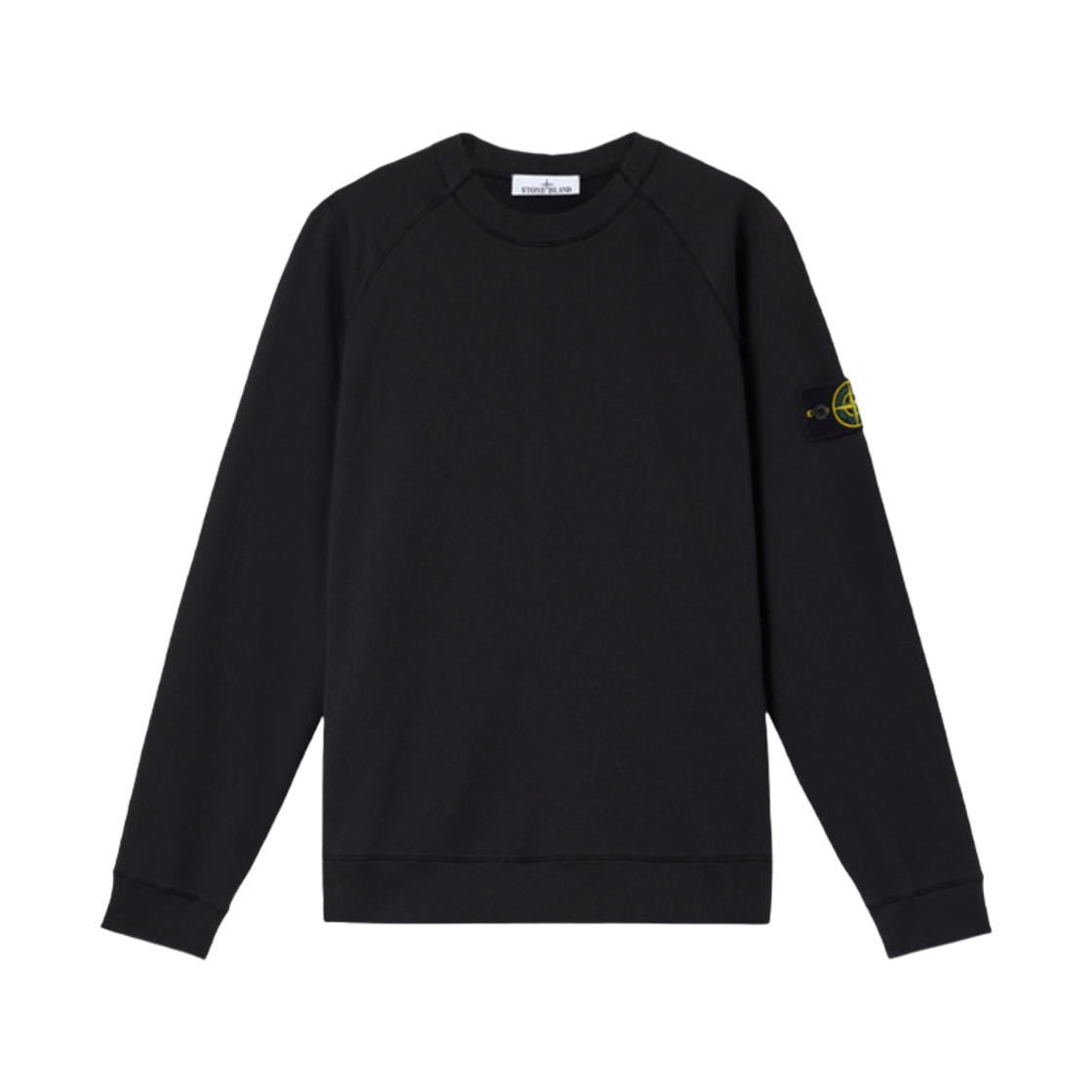K1S1561000-23S0121-V0029 Stone Island 6100023 Light Organic Cotton Fleece Crewneck Sweatshirt with Raglan Sleeves Black - 25SS