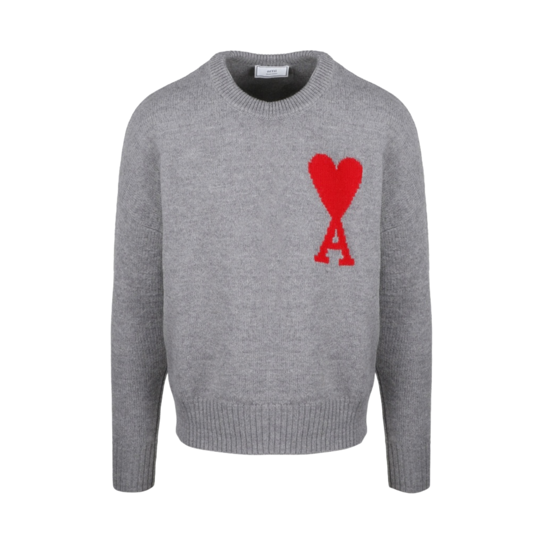 아미 빅 하트 로고 오버사이즈 인타르시아 스웨터 헤더 그레이 - 20FW(AMI de Coeur Oversize Intarsia Sweater Heather Grey - 20FW) - 1