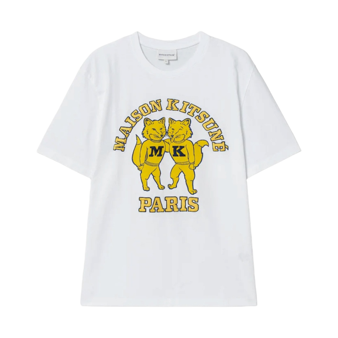 QK3942SM21 Maison Kitsune Fox Friends Printed Regular T-Shirt White - Korea Exclusive