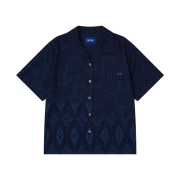 FRITUR Pattern Patchwork Shirt Navy