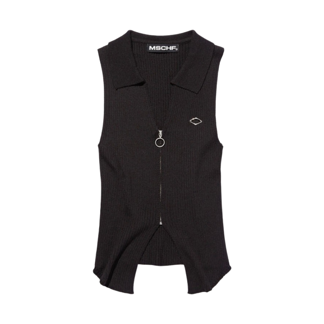 (W) 미스치프 니티드 투톤 슬리브리스 블랙((W) Mischief Knitted Two Tone Sleeveless Black) - 1