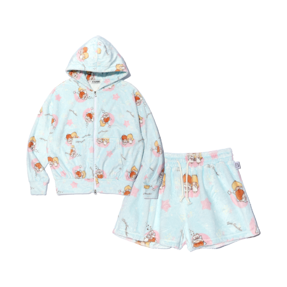 유희 x 리틀트윈스타 그래픽 테리 후드 집업 셋업 스카이 블루(Youhee X Little Twin Star Graphic Terry Hood Zip-Up Set Up Sky Blue)