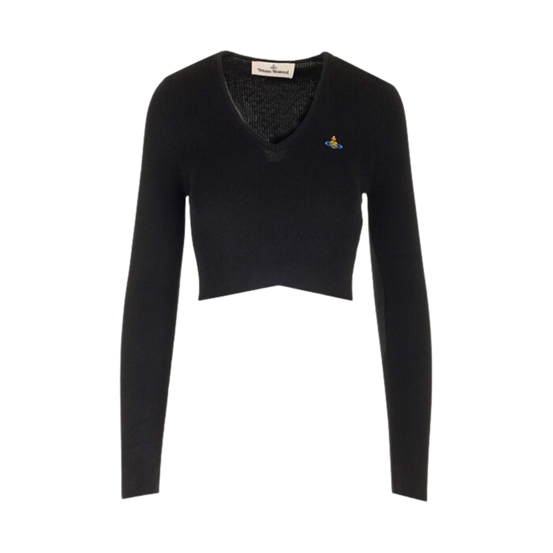 1803004W-Y001V-N401 (W) Vivienne Westwood Bea Cropped V-Neck Sweater Black