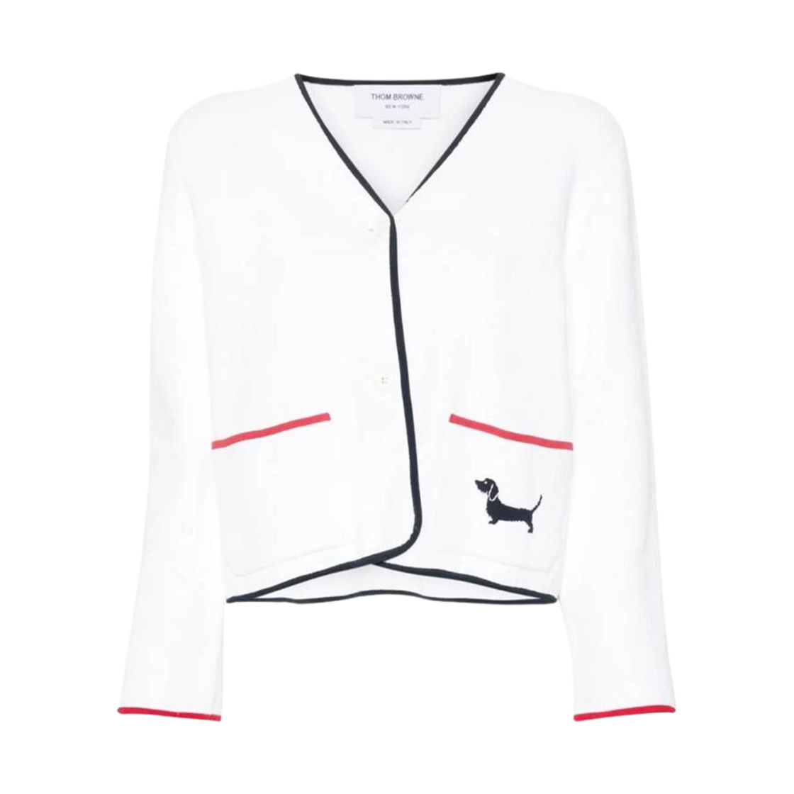 FKJ108B-Y5502-100 (W) Thom Browne Pointelle Hector Cardigan White