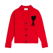 AMI de Coeur Oversize Intarsia Cardigan Red Black
