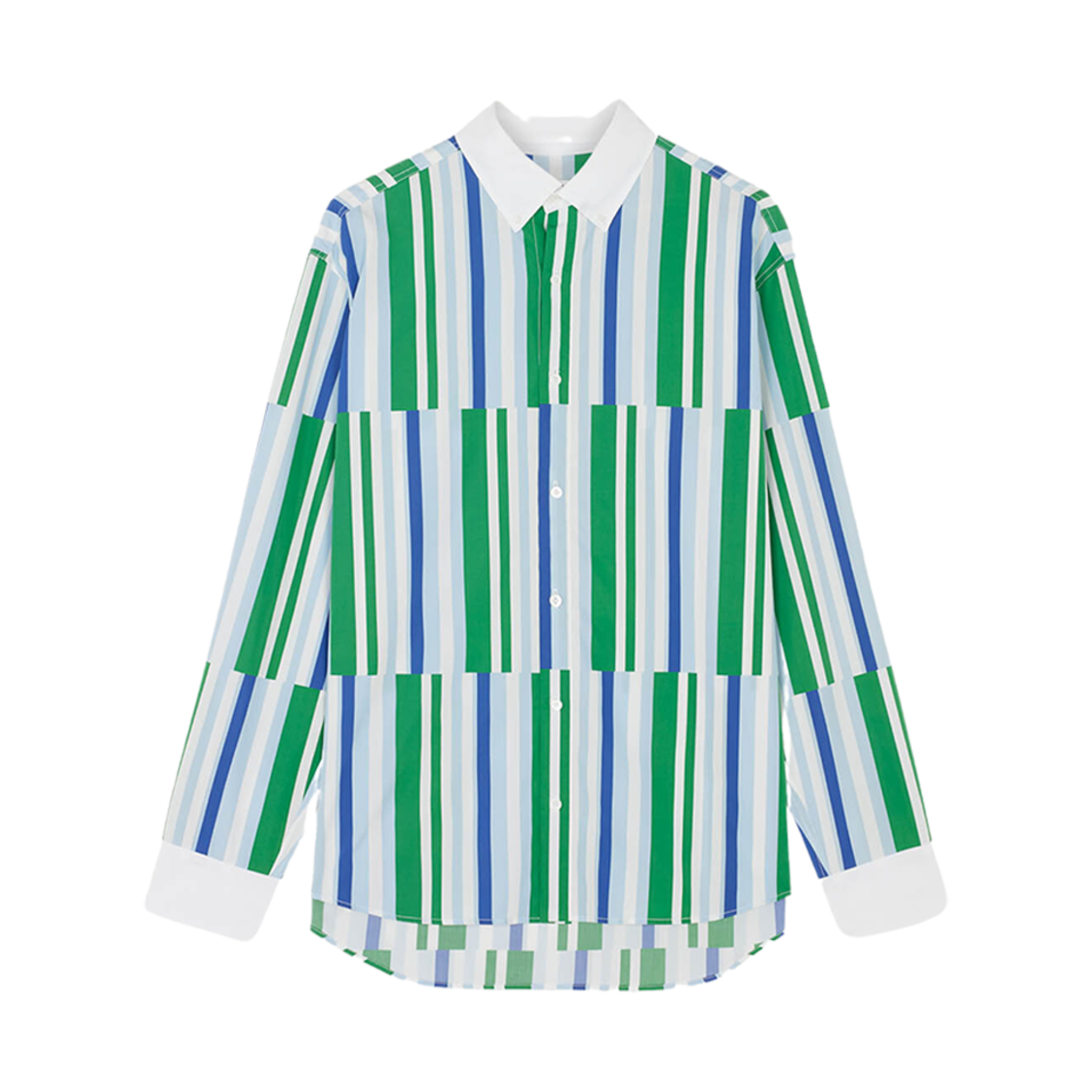 메종 키츠네 릴렉스드 스태거드 스트라이프 셔츠 블루 그린(Maison Kitsune Relaxed Staggered Stripes Shirt Blue Green) - 1