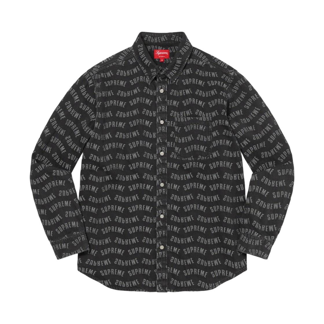 - Supreme Arc Jacquard Denim Shirt Black - 22SS