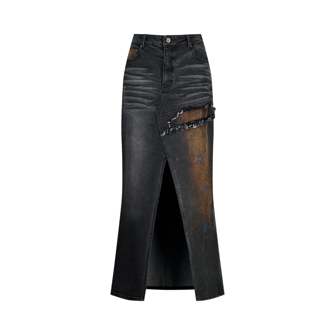 LR243DSKSL01 (W) Loadingroom Emma Hybrid Maxi Denim Skirt Washed Black