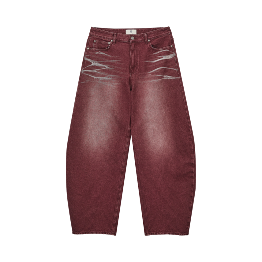 25SSDE02BU Woodman Bleach Curved Denim Burgundy