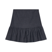 (W) Ganni Stretch Striped Flounce Mini Skirt Gray Pinstripe