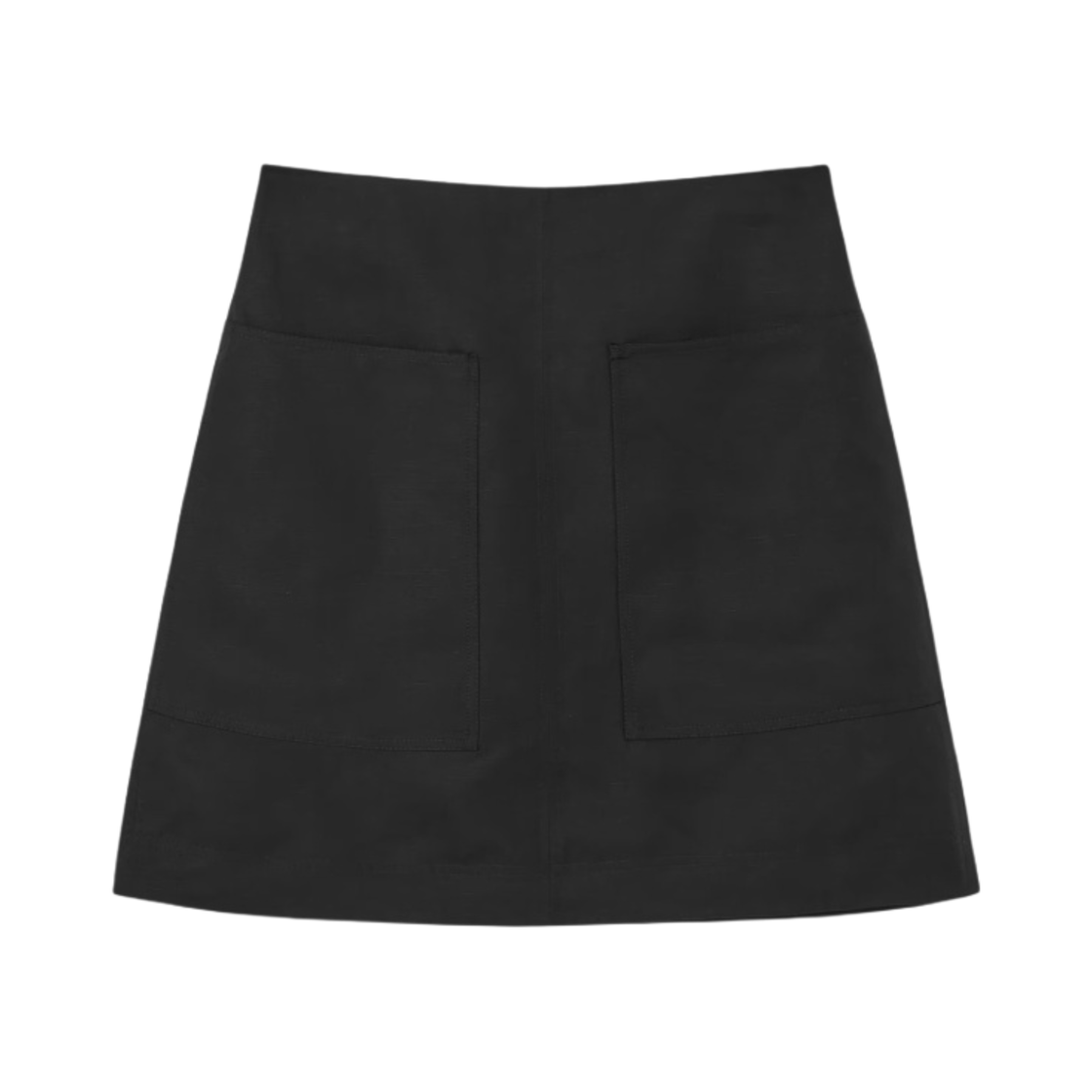 (W) 코스 A 라인 리넨 미니 스커트 블랙((W) COS A Line Linen Mini Skirt Black)