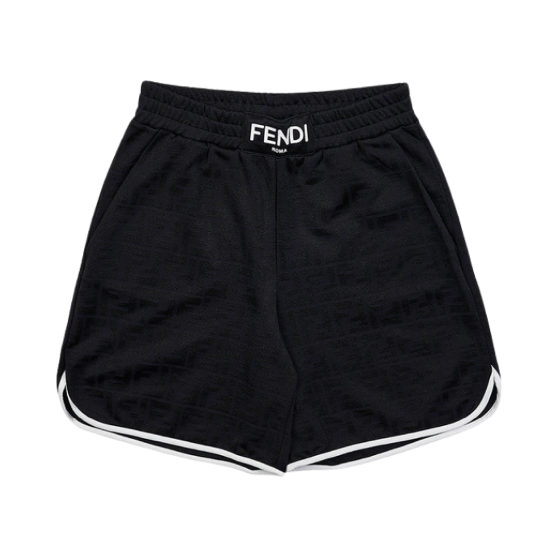 JUF074AMH0F0GME (Kids) Fendi FF Jacquard Shorts Black