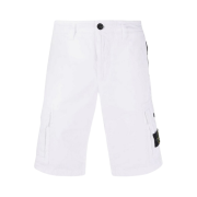 Stone Island L11WA Brushed Cotton Canvas Garment Dyed Bermuda Shorts White - 22SS