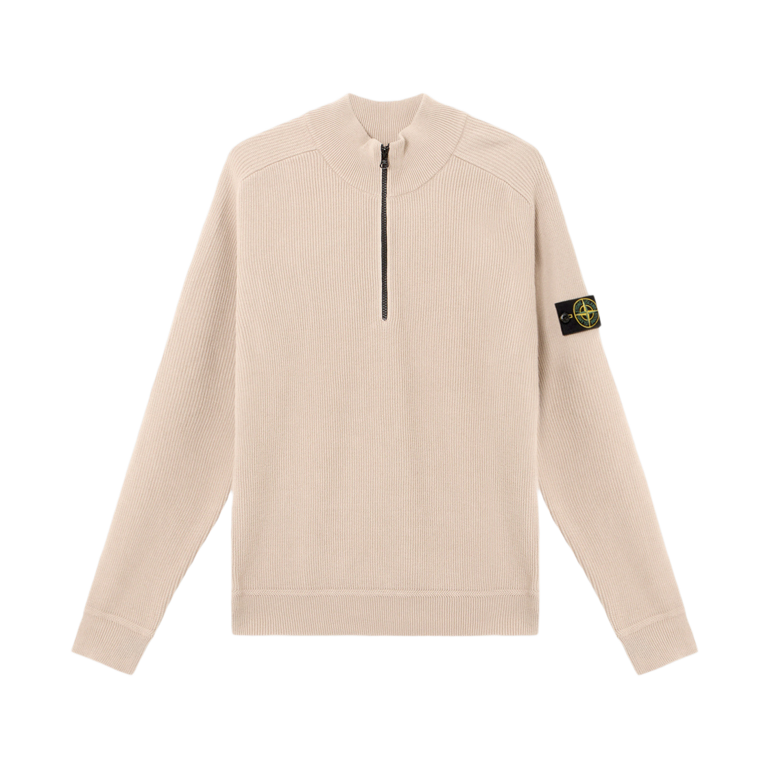 K1S1551000-24S00D8-V009A Stone Island 5100024 Ribbed Soft Organic Cotton Knit Polo Shirt with Ribbing and Stitch Motif Desert - 25SS