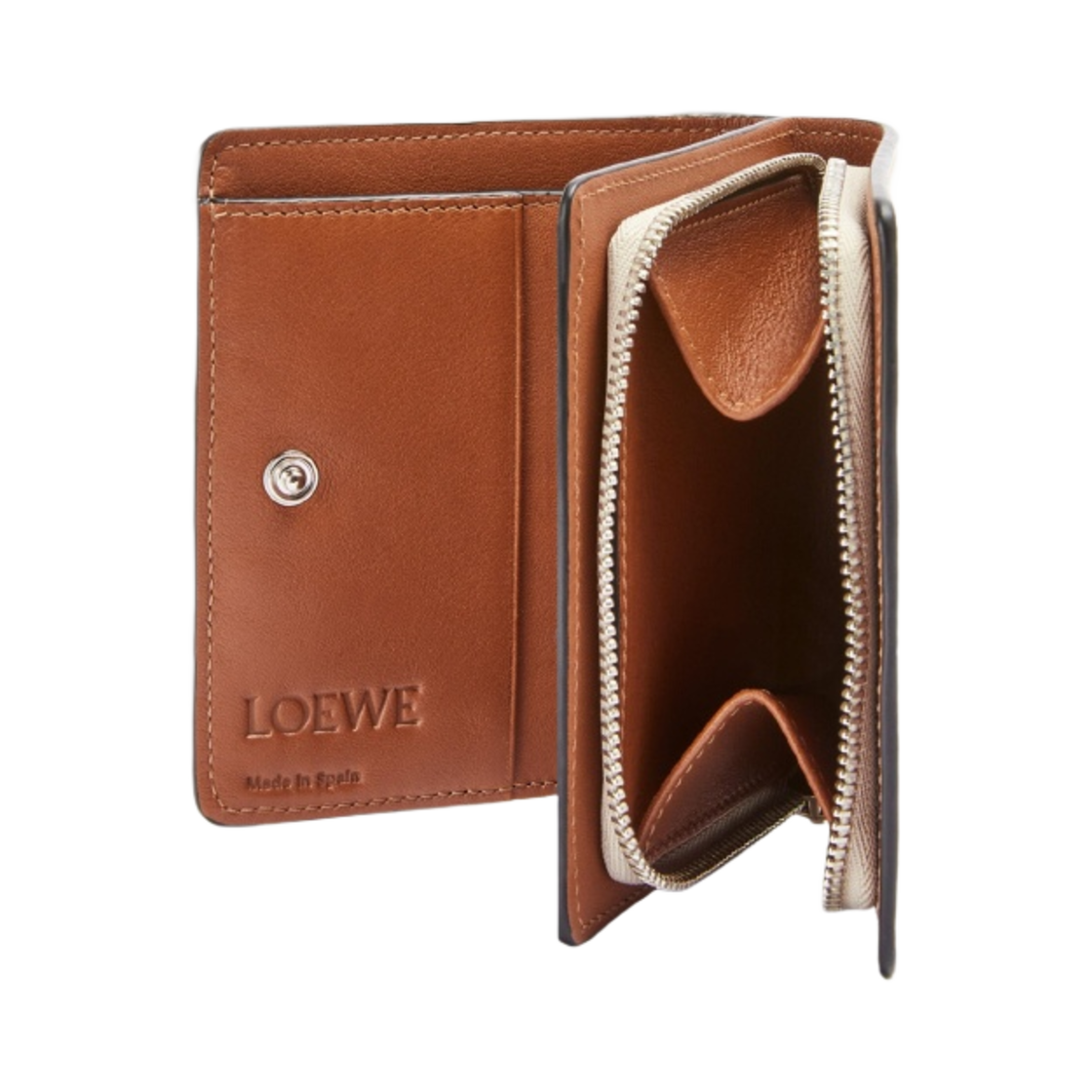 로에베 브랜드 컴팩트 지퍼 지갑 클래식 카프스킨 라이트 오트 탄(Loewe Brand Compact Zip Wallet in Classic Calfskin Light Oat Tan) - 2
