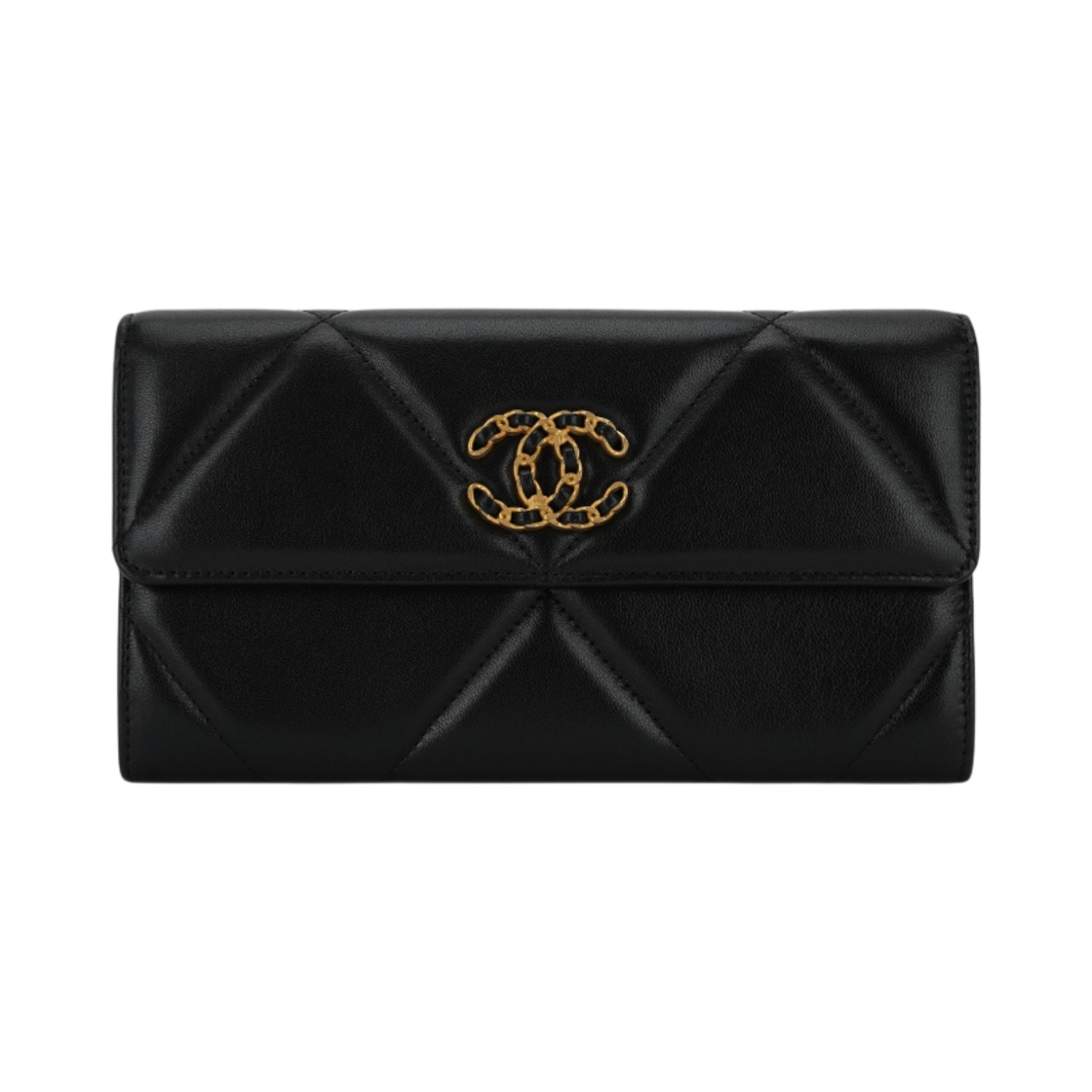 샤넬 19 롱 플랩 지갑 램스킨 & 골드 메탈 블랙(Chanel 19 Long Flap Wallet Lambskin & Gold Black) - 1