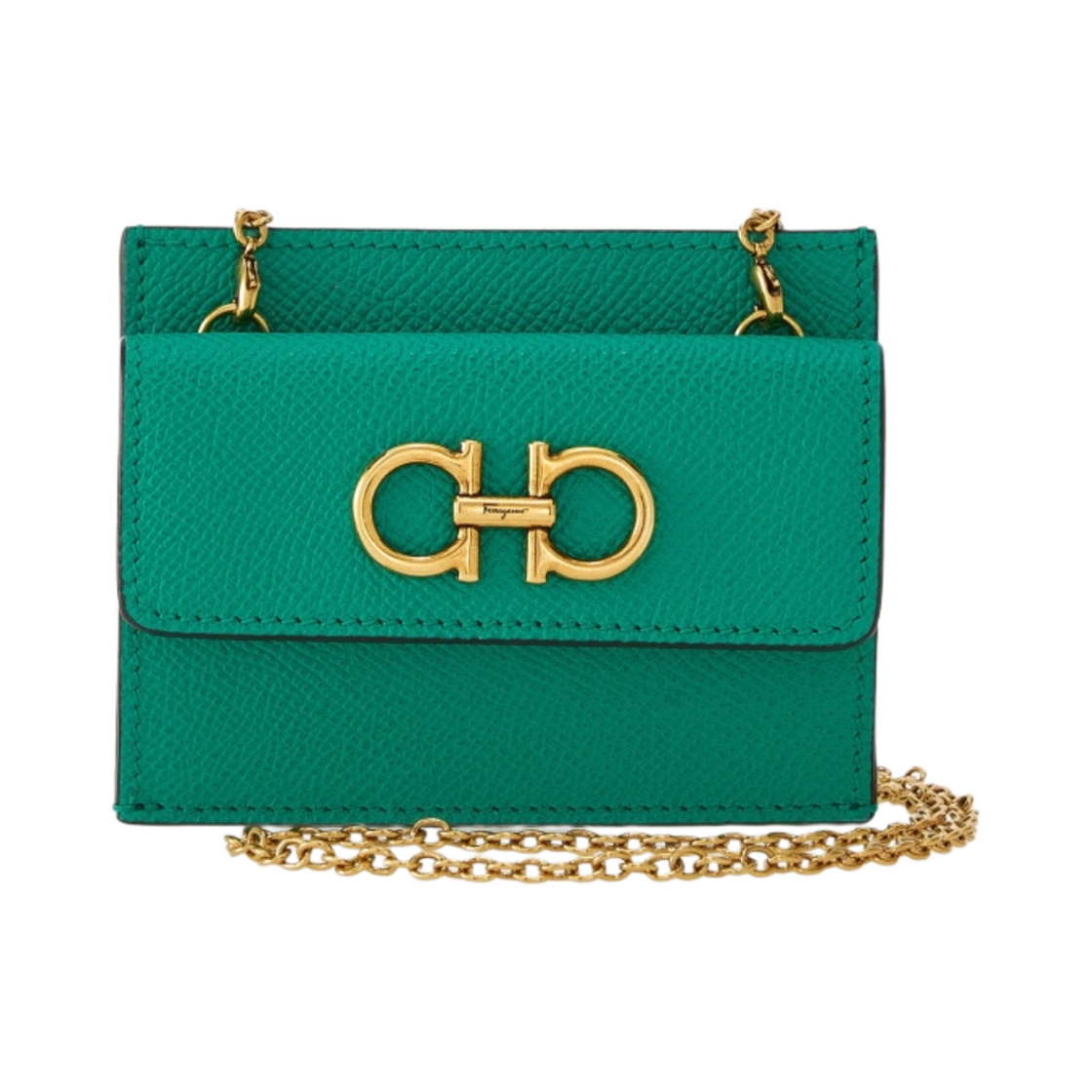 페라가모 간치니 체인 크레딧 카드 홀더 에메랄드(Ferragamo Gancini Chain Credit Card Holder Emerald) - 1