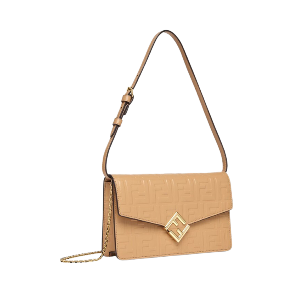 펜디 FF 다이아몬드 체인 레더 월렛 라이트 브라운(Fendi FF Diamonds Chain Leather Wallet Light Brown) - 2