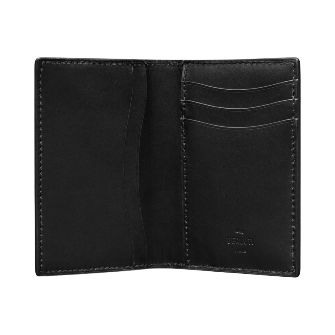 벨루티 자구아 스크리토 레더 카드 홀더 네로 그리지오(Berluti Jagua Scritto Leather Card Holder Nero Grigio) - 2