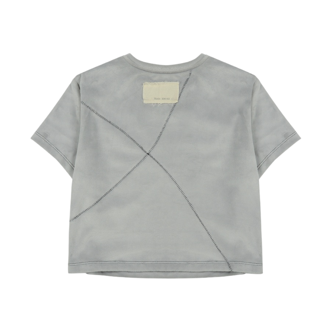 (W) 마뗑킴 벨루어 스티치 크롭탑 그레이((W) Matin Kim Velour Stitch Crop Top Grey) - 2