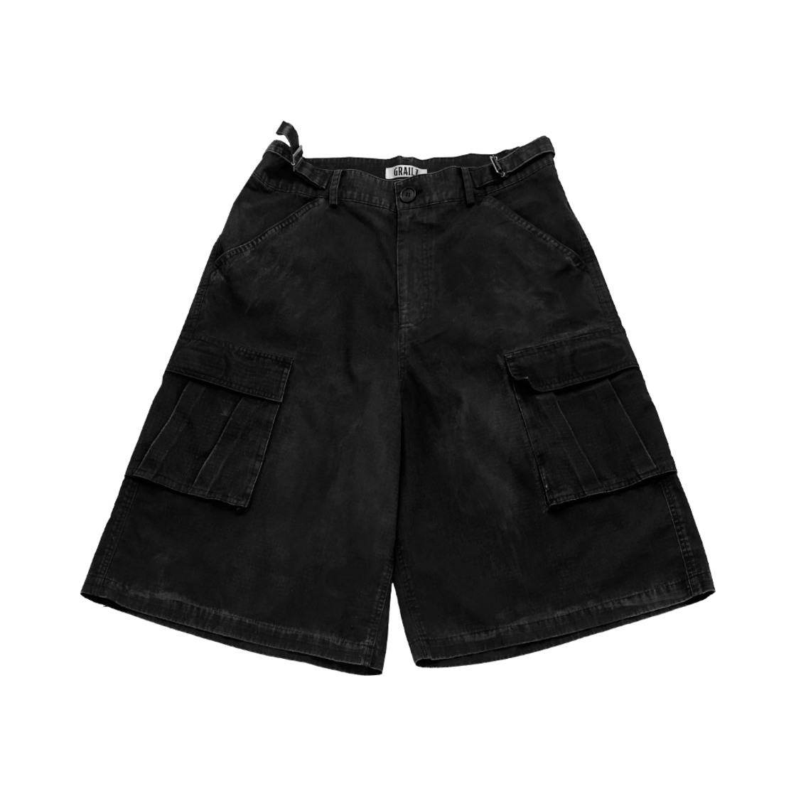 GR25SSMB07BK GRAILZ Washed Cargo Bermuda Pants Dirty Black