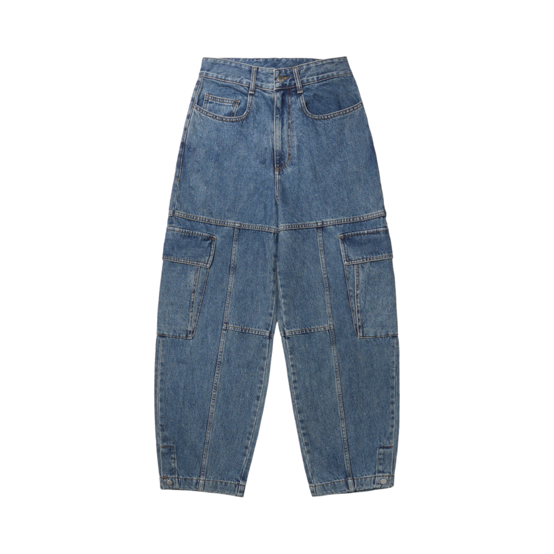 솔리드 옴므 벌룬 데님 카고 팬츠 블루 - 24SS(Solid Homme Balloon Denim Cargo Pants Blue - 24SS)