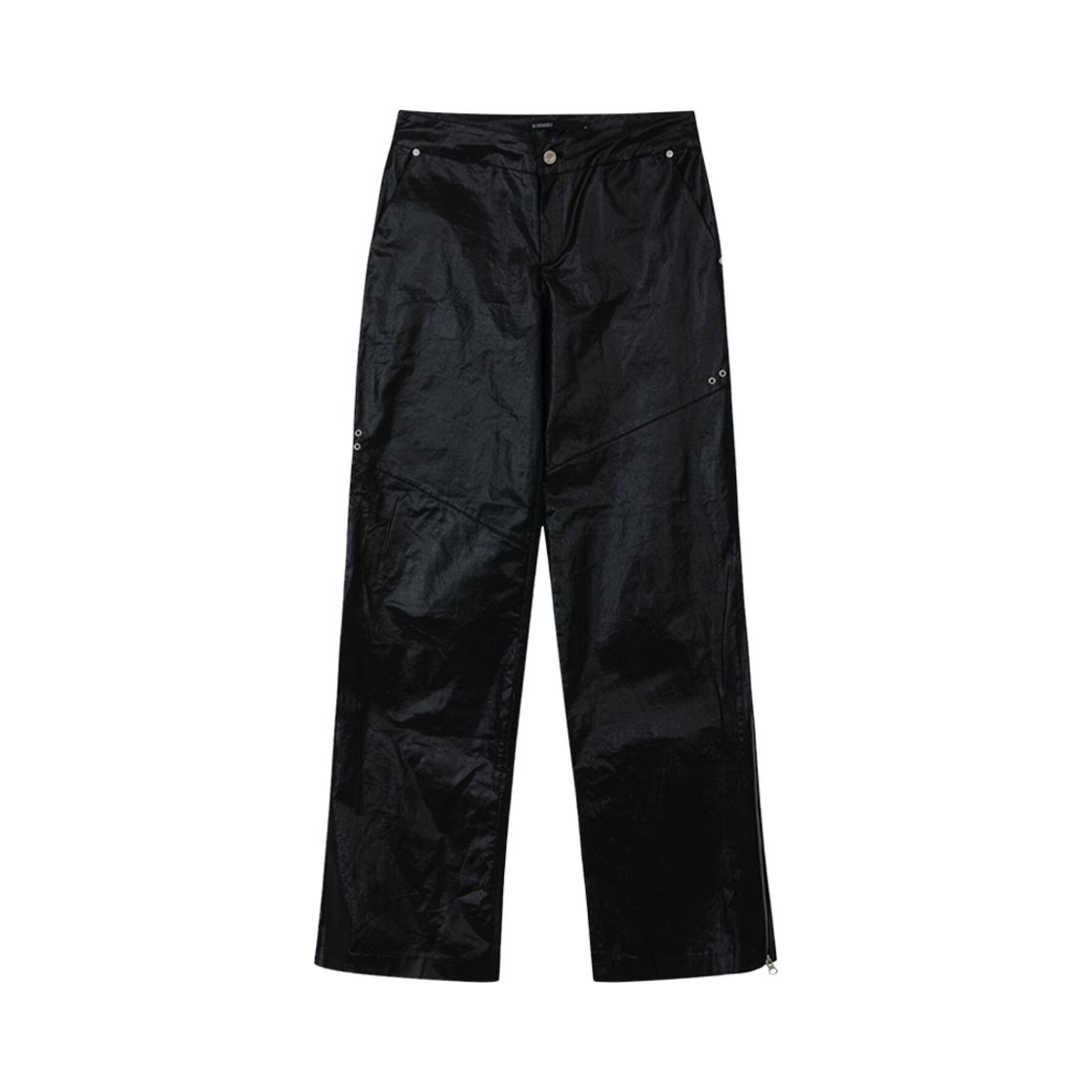 (W) 보헤미안 서울 오블리크 아일렛 지퍼 팬츠 블랙((W) Bohemian Seoul Oblique Eyelet Zipper Pants Black)