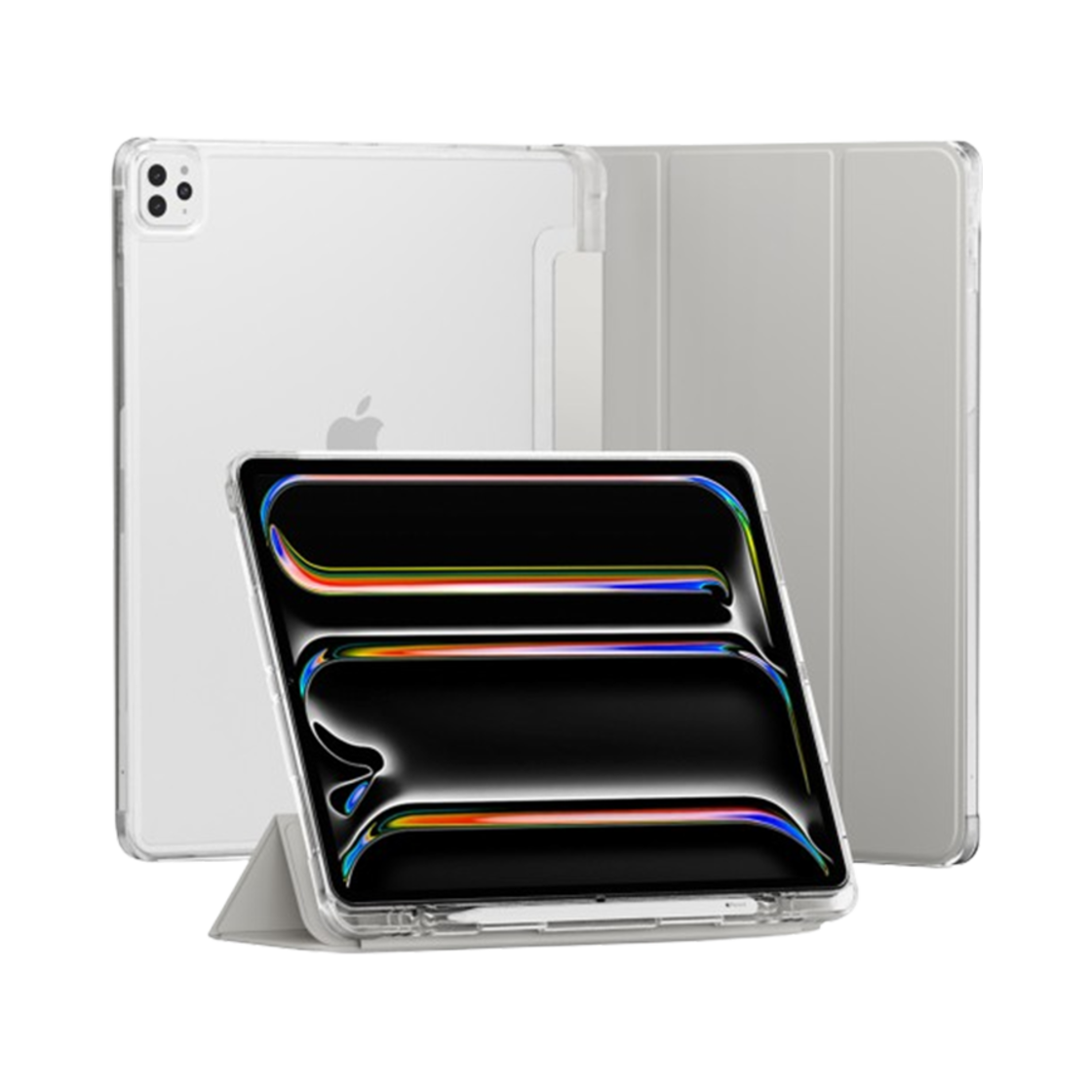 S102100093 SINJIMORU Transparent Back Cover Corner Protection Bumper Puredefense Case iPad Mini Air Pro 10/9/8/7/6/5 Tablet Pouch Warm Gray