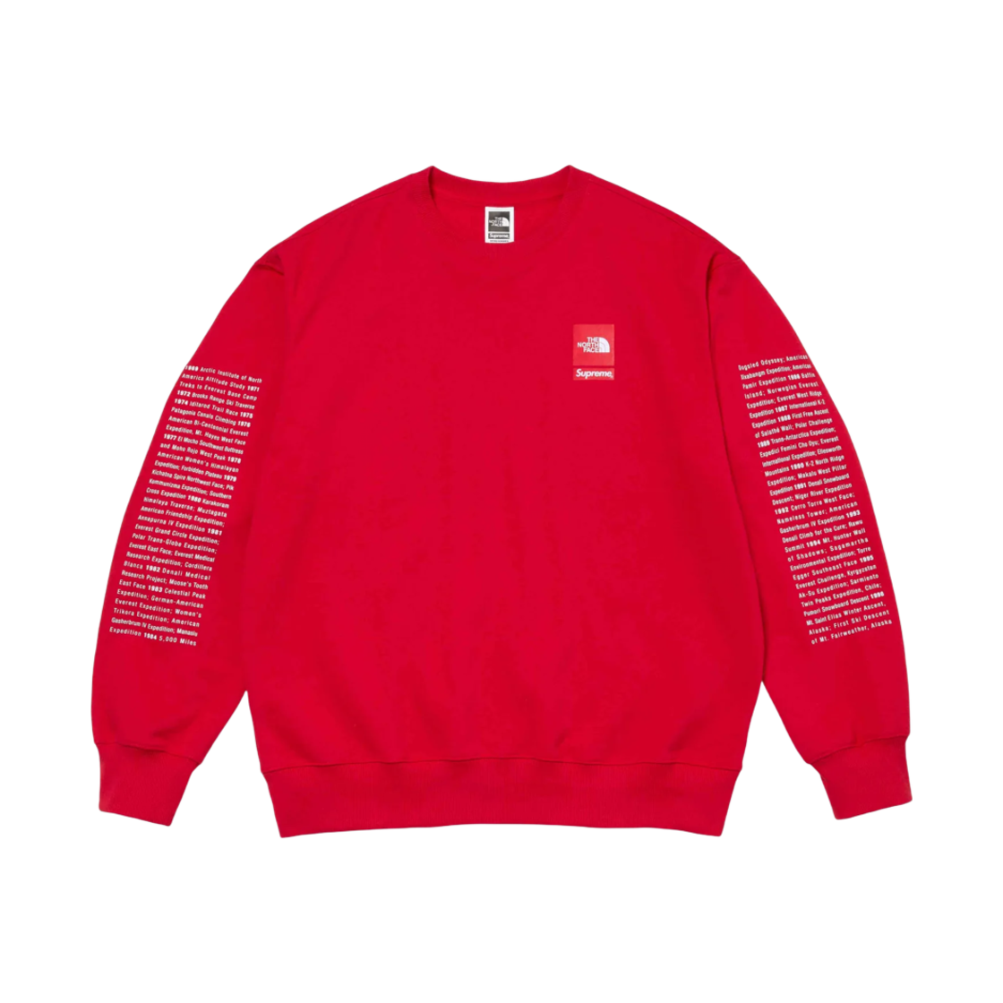 슈프림 x 노스페이스 크루넥 레드 - 24SS