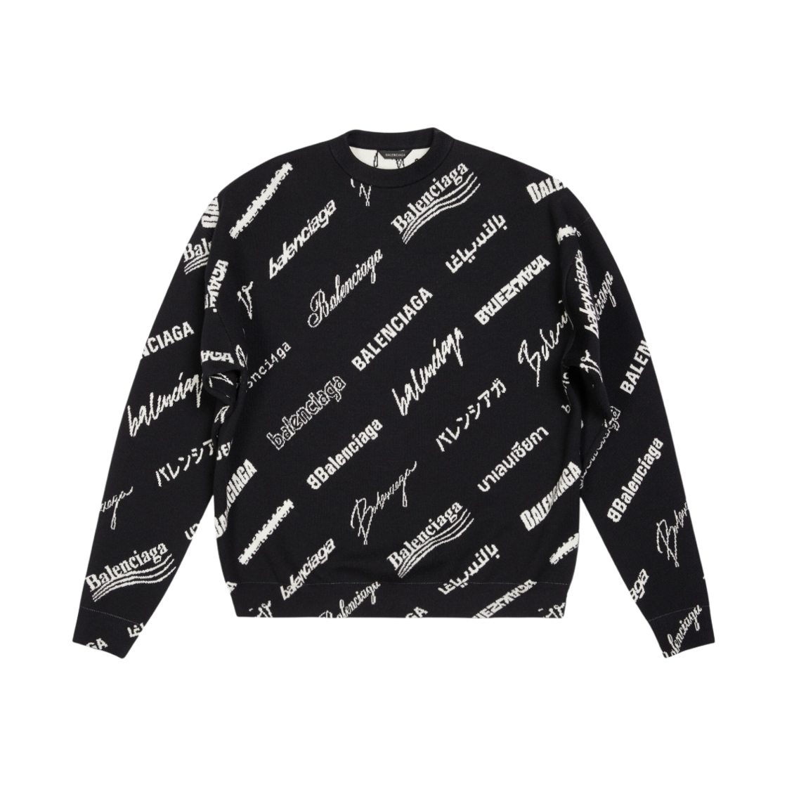 발렌시아가 로고매니아 올 오버 스웨터 블랙(Balenciaga Logomania All Over Sweater Black) - 1