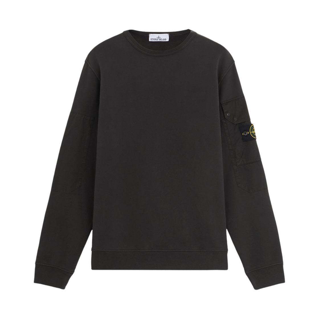 811563920-V0062 Stone Island 63920 Brushed Organic Cotton Fleece Crewneck Sweatshirt with Pockets Lead Grey - 24FW