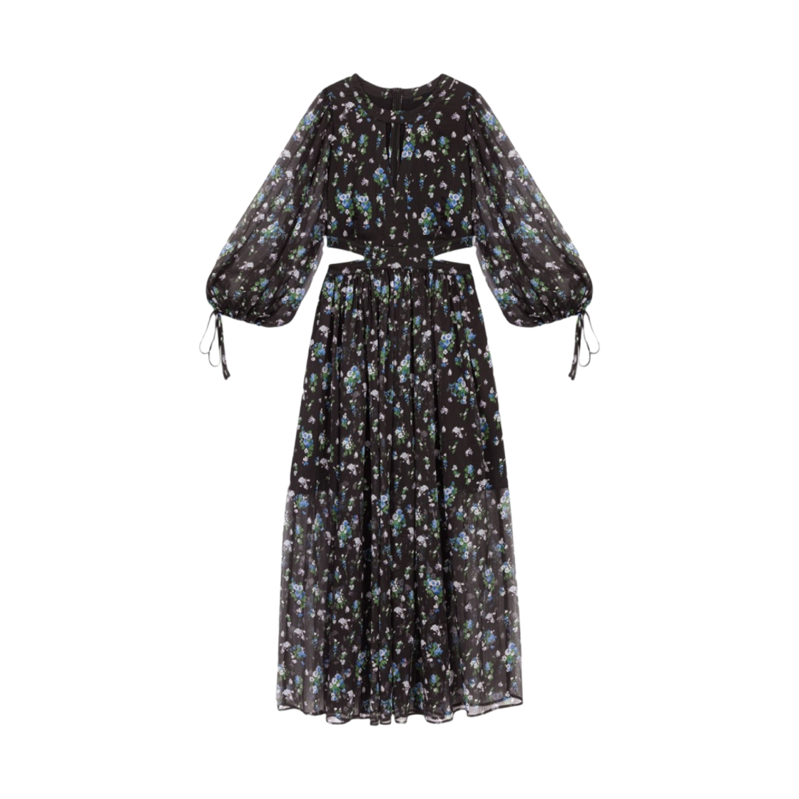 (W) 마쥬 롱 컷 아웃 드레스 블루 부케((W) Maje Long Cut Out Dress Blue Bouquet)