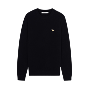 Maison Kitsune Baby Fox Patch Cosy R-Neck Pullover Knit Black